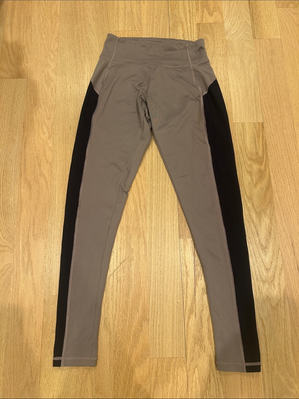 Bogner Taupe and Black Athletic Leggings with Gold Logo